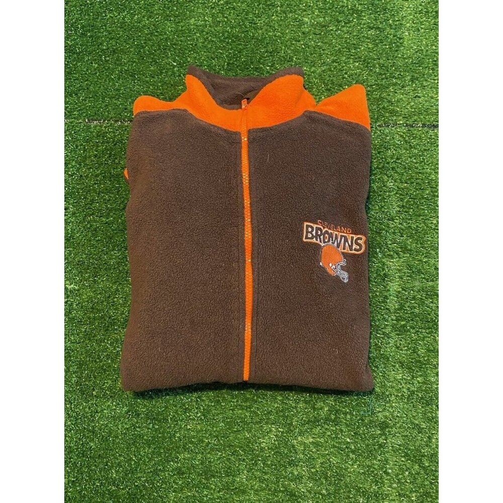 Vintage Cleveland Browns jacket mens medium orange brown fleece full zip RK